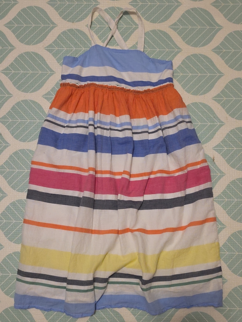 GAP Girls Multicolor Striped Sundress in Blue, Orange, Pink, Yellow and White